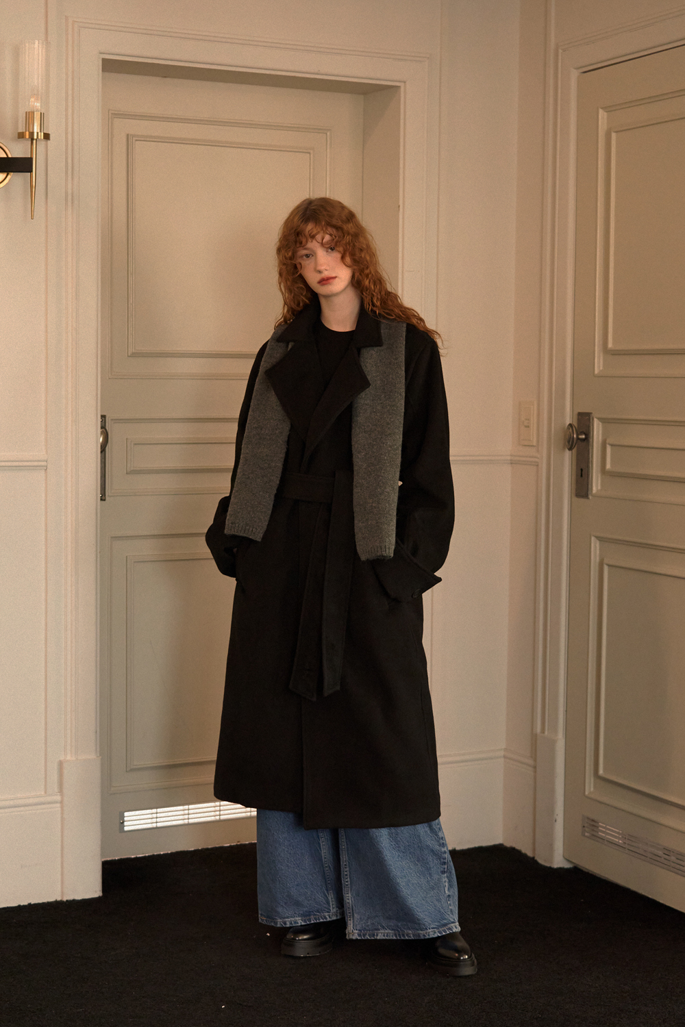 Caryn 2-Way Wool Long Coat (Black)