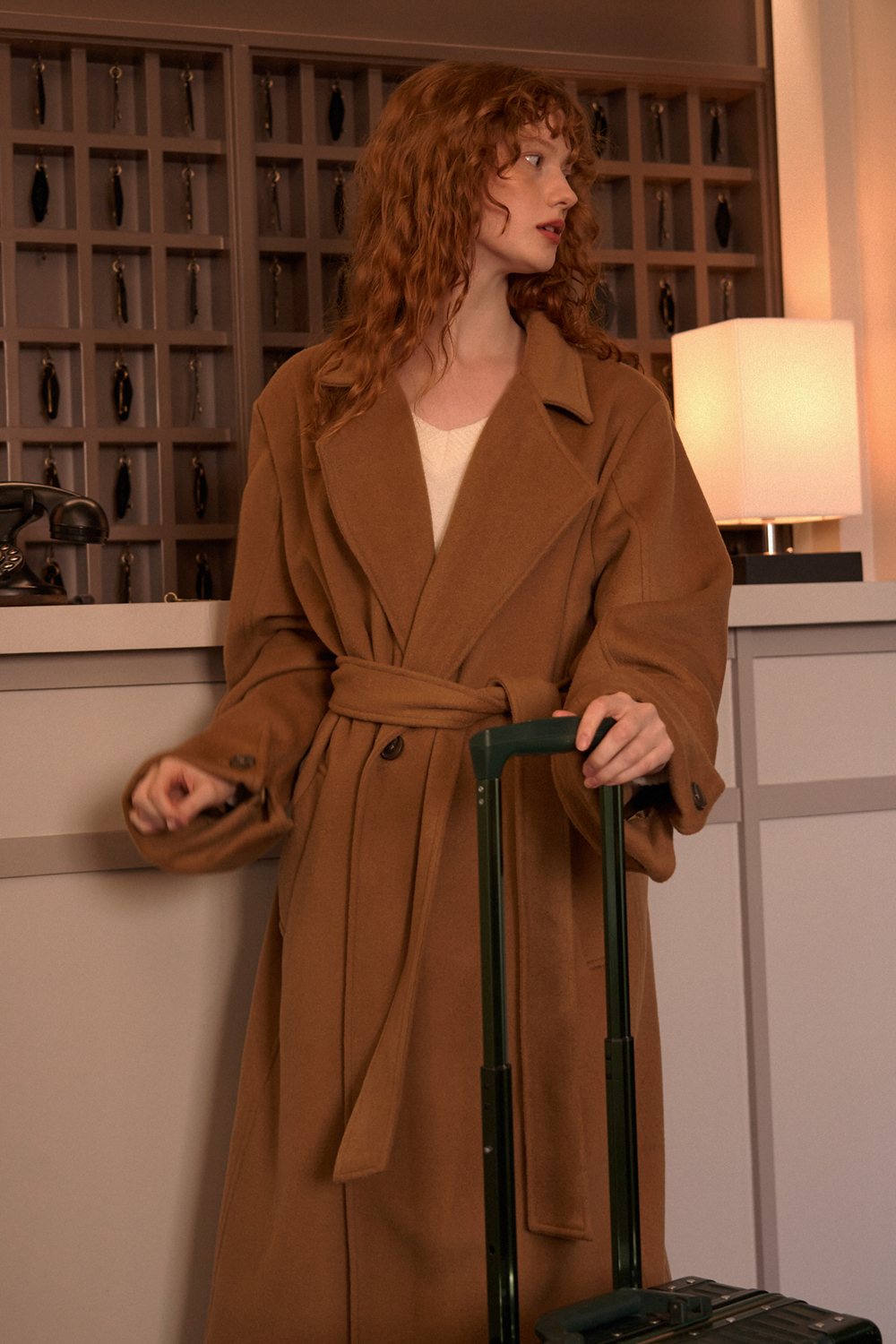 Caryn 2-Way Wool Long Coat (Carmel)
