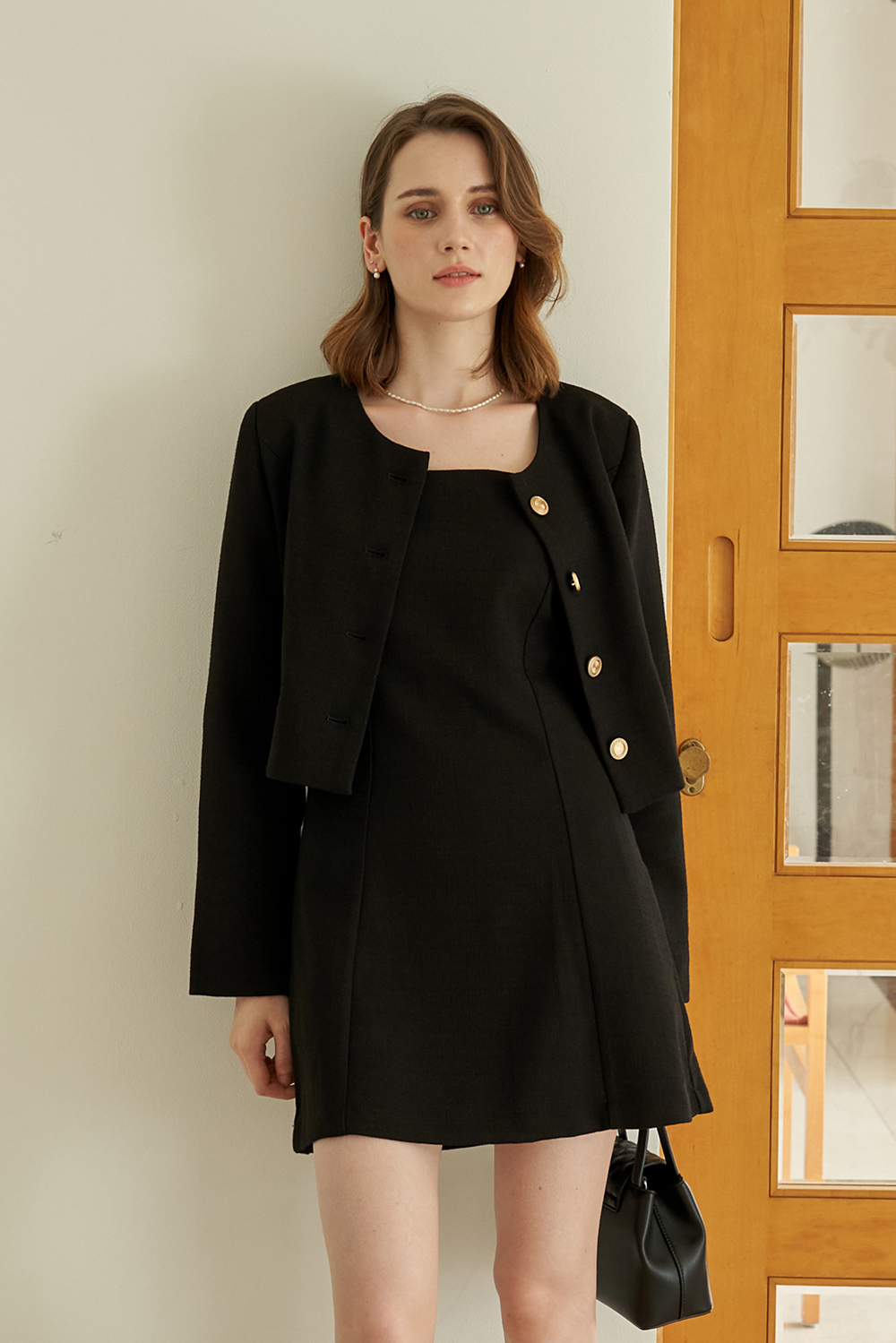 Bonita Neat Tweed SET(Jacket+Dress) Black
